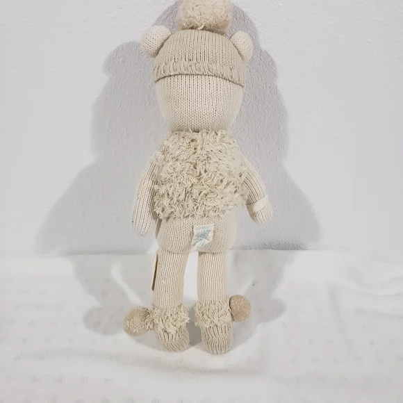 CUDDLE + KIND Handmade Cream Stella The Polar Bear Hand Knit Cotton Stuffy 16" - Picture 2 of 11